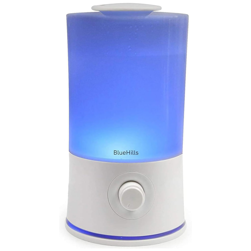 Premium Umidificador Ultrassônico Portátil 2L com Aromaterapia e 7 Luzes LED, até 40H, 110v, BLUEHILLS, Branco
